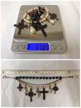 ▽▼ドルチェ&ガッバーナ DOLCE&GABBANA 3連 チェーン ブレスレット 十字架 クロス パール系 ビーズ等 メッキ アクセサリー レディース▼▽_画像9