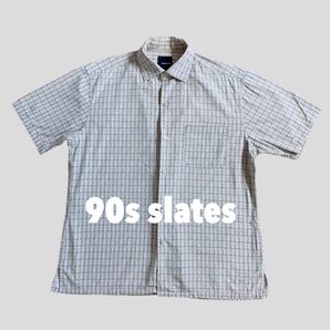 【状態◎】90s slates 総柄 シャツ 古着 ビンテージ 半袖 サイズL ヴィンテージ 柄シャツ 80s 70s 60s 