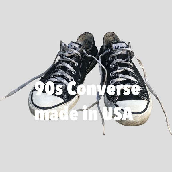 【雰囲気◎】90s converse usa製 us6 1/2 ブラック 古着 ビンテージ コンバース スニーカー ローカット 