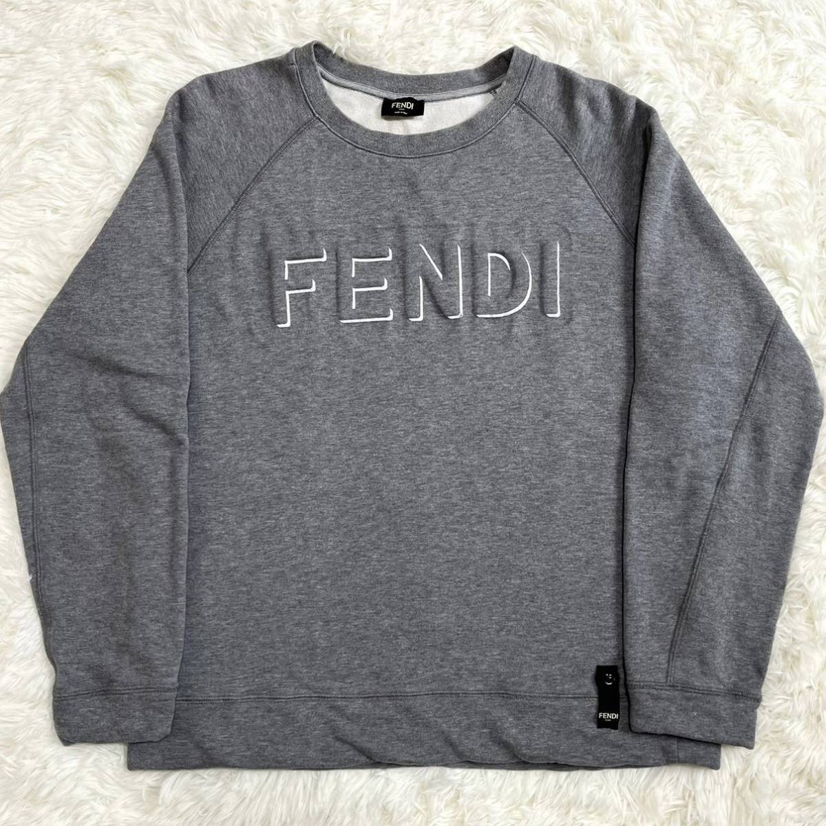 FENDI フェンディ ベロア ロゴマーク トップス トレーナー 46 XL相当
