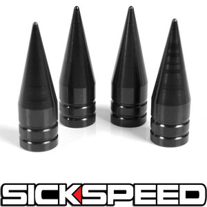 SICKSPEED　スパイク エアバルブキャップ ブラック 4個セット USDM JDM シックスピード エアキャップ 空気 ホイール 蓋 栓 空気