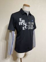 【良品】 le coq sportif golf ルコック ゴルフ ウェア ハーフジップ トップス 重ね着 インナー付き サイズM 長袖 黒 グレー QG1400CP_画像8