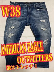 AMERICAN EAGLE OUTFITTERS アメリカンイーグル　ジーンズ　強ストレッチ　ダメージ加工　 W38