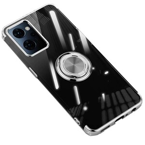 o poly- noOPPO Reno9 A/OPPO Reno7 A soft case ring TPU protection ke- sling Impact-proof stand with function 360 rotation clear × silver 