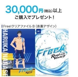 ☆クリアファイル☆ Free! 劇場版 Road to the World 夢　京アニ　七瀬遙 × ミズノ mizunoshop限定 30,000円以上購入者対象特典 /gd20