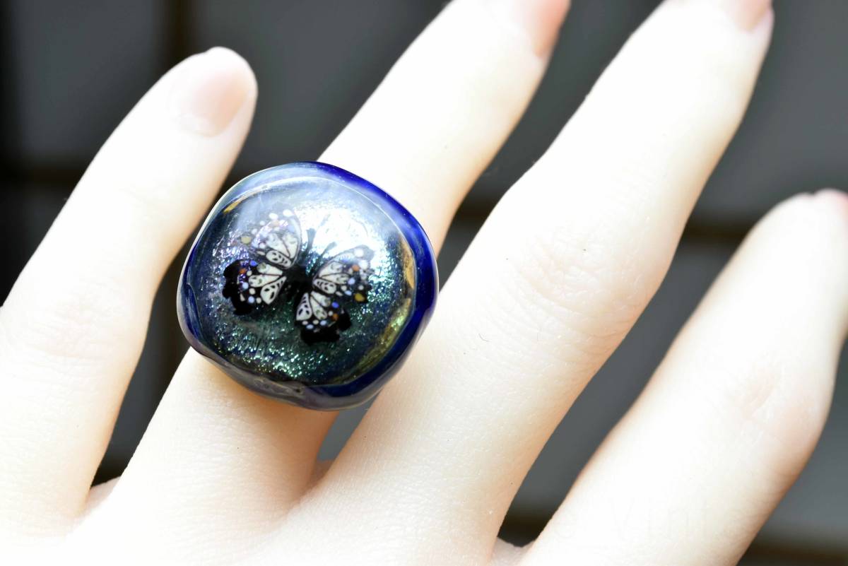 玻璃艺术家创作的独一无二的玻璃戒指。y960-467 玻璃戒指, 手工制作的, 女士配饰, 戒指, 其他的