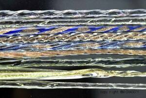 金粉が散りばめられたように煌めく、11380-467 アベンチュリンゴールド&ダイクロ入りキラキラ系モレッティの細密なガラスレース棒