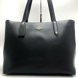 【極美品】COACH コーチ トートバッグ セントラルトート ウィズジップ ブラック レザー ビジネストート 通勤 A4