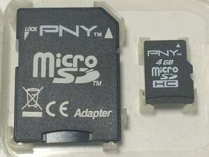 [ бесплатная доставка ]PNY microSDHC карта 4GB адаптор есть б/у товар 