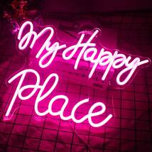 ネオンサイン LED ピンクワード パーティー看板 お洒落「My Happy Place」BAR 寝室インテリア ユニークな贈り物 ディスプレイ 雰囲気照明_画像3