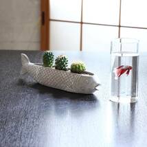 園芸用品 ミニプランター フィッシュ 植木鉢 室内鉢 サボテン 観葉植物 コンクリート お洒落 インテリア 横長 スリム 北欧 ガーデニング_画像3