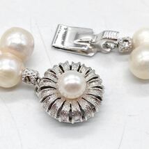 ■アコヤ本真珠ロングネックレス■o 重量約120.5g あこや 双子 ツイン パール pearl long necklace jewelry accessory silver DA0 #_画像4