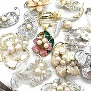 ■パールブローチ20点おまとめ■o 約209g 真珠 アコヤ 貝パール 淡水 Pearl broach アクセサリー accessory シルバー silver CE0 ◎