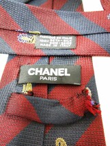 【保管品】CHANEL　シャネル　ネクタイ　ストライプ　シルク100%　レッド×ブラック_画像6