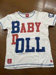 BABY DOLL 140 ベビードール キッズ 男の子 女の子 Tシャツ 半袖Tシャツ 半袖 中古 白 青のステッチ