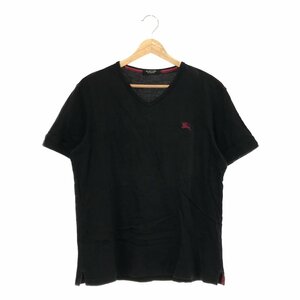 ◆中古品◆BLACK LABEL BURBERRY バーバリー ブラックレーベル Tシャツ 裾チェック有 公式サイズ3 黒 ブラック X47684NSC