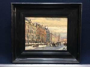 Art hand Auction ★[Ippindo]★ HERENGKACHT Old foreign France Paris Landscape painting Oil painting Board painting Endorsement autograph Wooden frame Endorsement Painting Old painting Rare item Old painting Ornament, painting, oil painting, Nature, Landscape painting