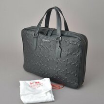 美品 COACH コーチ ビジネスバッグ ブリーフケース シグネチャー エンボス レザー ブラック C8171 A4 ハンドバッグ 書類鞄 Mk.h/a.c_画像1