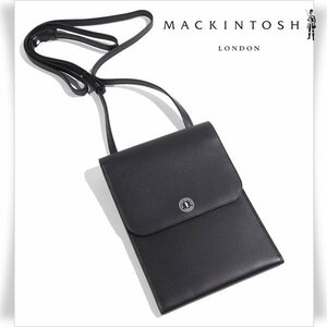 新品1円～★定価2.4万 MACKINTOSH LONDON マッキントッシュ ロンドン 牛革レザー ショルダーバッグ スマホポーチ 斜めがけ 黒 ◆2098◆