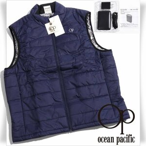 新品1円～★Op Ocean Pacific オーシャンパシフィック ニッキー オンヒート 電熱中綿ベスト M ネイビー モバイルバッテリー付き ◆2246◆