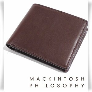 未使用1円～★MACKINTOSH PHILOSOPHY マッキントッシュ フィロソフィー 牛革レザー二つ折り財布 ウォレット ブラウン 茶 ◆2795◆