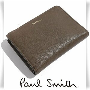 新品1円～★ポールスミス Paul Smith 箱付き 山羊革牛革 レザー L字ファスナー財布 ウォレット カラースロット カーキ 正規店本物◆2805◆