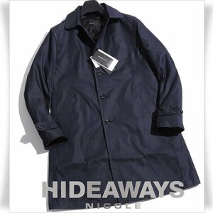 新品1円～★定価2.3万 HIDEAWAYS NICOLE ハイダウェイ ニコル メンズ 中綿ライナー付ステンカラーコート 46 M ネイビー ビジネス◆2836◆