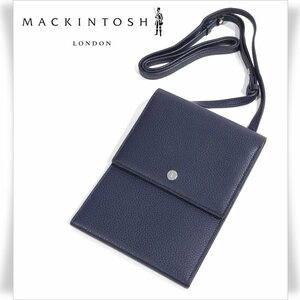 新品1円～★定価2.4万 MACKINTOSH LONDON マッキントッシュ ロンドン 牛革レザー ショルダーバッグ スマホポーチ 斜めがけ 紺 ◆2947◆