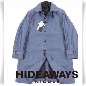 新品1円～★定価2.6万 HIDEAWAYS NICOLE ハイダウェイ ニコル メンズ 中綿ライナー付ステンカラーコート 54 4L 大きい サックス ◆2916◆