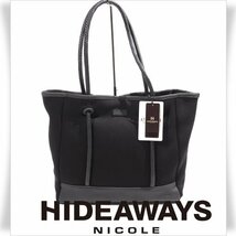 新品1円～★定価1.2万 HIDEAWAYS NICOLE ハイダウェイ ニコル メンズ ダンボールニットトートバッグ 肩掛け可能 大容量 黒 本物◆2943◆_画像1