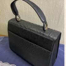 美品 ◆ オーストリッチ ◆ ハンドバッグ Bag BLACK 黒 ◆ OSTRICH ◆ レディース カバン_画像4