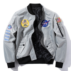 欧米 両面服 リバーシブル 空軍 NASA フライトジャケット スタジャン ミリタリージャケット メンズ アウター新品 M~6XL グレー