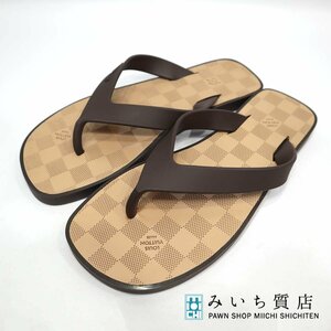 質屋 ルイヴィトン ダミエ ラバー トング サンダル サイズ6 25cm LV LOUIS VUITTON 茶 k389 みいち質店