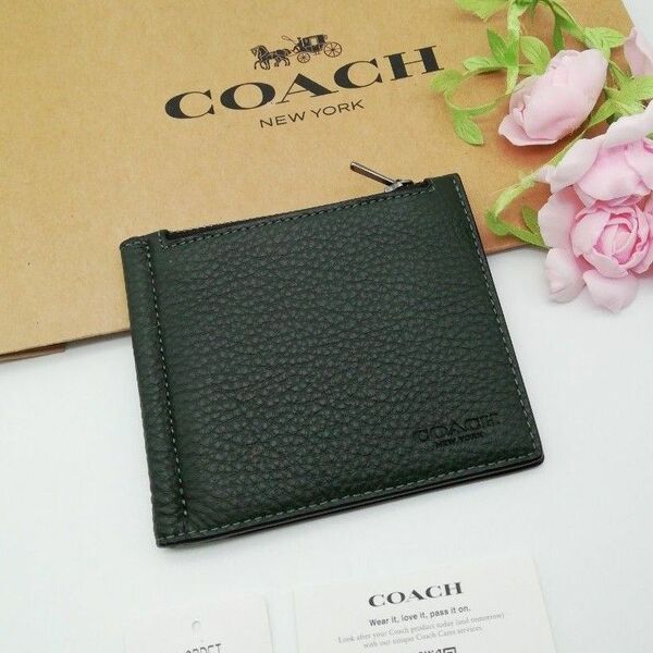 新商品　COACH　コーチ　マネークリップ　折り財布　正規品