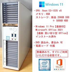 【Office2021インストール済】NEC Express5800/53Xj (Xeon E3-1225 v5, RAM:8GB, 新品256GB SSD+500GB HDD等)【送料無料】