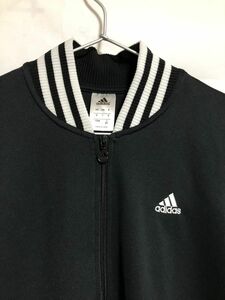 ★adidas アディダス ☆ジャージ 上着★トラックジャケット【美品】★【黒＋白ライン】☆刺繍ロゴ ★シンプルで格好良い逸品◎