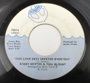 ◎ SOUL 45s Bobby Newton & Tina Blount / Your Love Gets Sweeter Everyday[ US ORIG '69 Intrepid 75014]