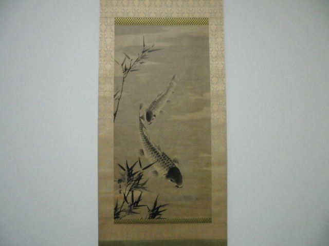 [Reproduction] Kuroda Inago, Bunsho, Inaba, Carpe, Parchemin suspendu, Aucune boîte, Tottori, Peintre du domaine Inaba, Peinture Edo/japonaise, Inamine, Inamasu, Inaba, Oki Ichiga, Yuga, Yanggu, Groupe de carpes, Faucon, Dragon, Hamada Daiji, Carpe nageuse, Peinture, Peinture japonaise, Fleurs et oiseaux, Faune