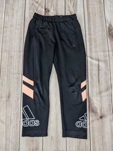 9．adidas アディダス　AERO READY 裾ロゴデザイン　ジャージパンツ　メンズＭ　黒白シェルピンク トレーニングウェアx201