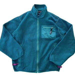 90s USA製 patagonia フリース ジャケット M エメラルドグリーン フルジップ パーカー Rマークタグ レトロX パタゴニア 80s ヴィンテージ