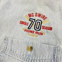 90s Lee SPORT MC GWIRE デニム ボタンダウンシャツ XL 刺繍 リー スポーツ マークマグワイア ホームラン王 MLB 90年代 ヴィンテージ_画像3