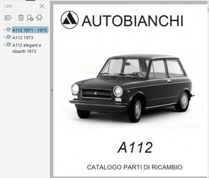 AUTOBIANCHI Auto Bianchi A112 список запасных частей каталог запчастей 