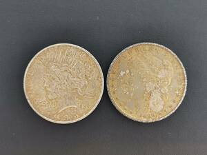 150930S80-1029S2■アメリカ 1ドル 銀貨■2点 ピースダラー 1935年 モルガンダラー 1890 コイン