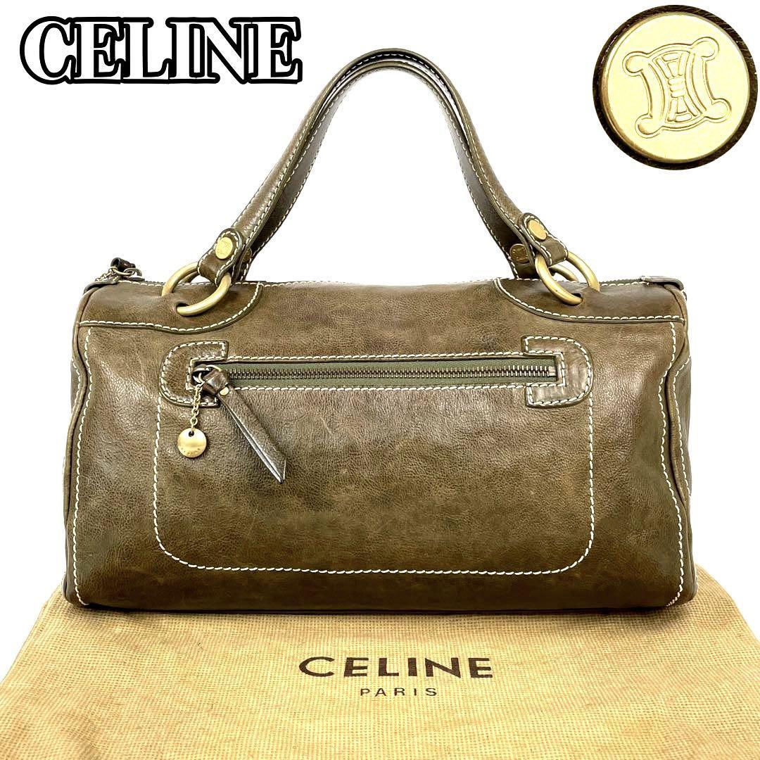 極 美品 CELINE セリーヌ マカダム ブラゾン トリオンフ ロゴ レザー