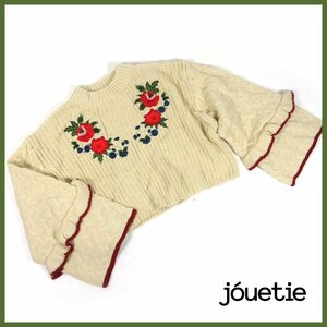 ▲★jouetie(ジュエティ)◇ワイドスリーブフリルニット◇アイボリー◇Mサイズ◇刺繍