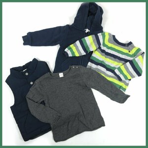 ▲□男の子向け 子供冬服4点セット♪サイズ90♪H&M（エイチ・アンド・エム）♪パーカー♪ダウンベスト♪長袖Tシャツ