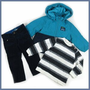 ▲□男の子向け 子供冬服3点セット♪サイズ90♪klädskåpボアベストつきブルゾン♪長袖Tシャツ♪」コーデュロイパンツ