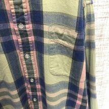 90's J.CREW ジェイクルー チェックシャツ 薄緑 長袖 古着 XL ライトグリーン メンズ レディース 3278_画像6