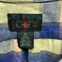 90's J.CREW ジェイクルー チェックシャツ 薄緑 長袖 古着 XL ライトグリーン メンズ レディース 3278_画像5