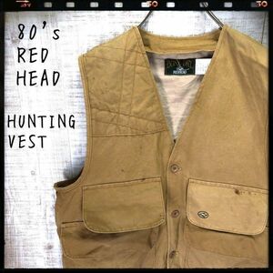 80's BONE DRY RED HEAD ハンティングベスト 古着 L サンドベージュ メンズ レディース 3264